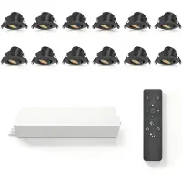 LEDVION 12er set LED Einbaustrahler ø42mm IP65 3W Schwarz 2700K Kippbar