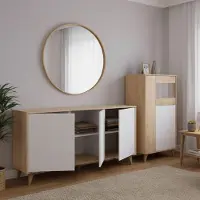 Dmora Leverano - Wohnzimmermöbel-Set, Eiche Braun, Modular