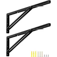 Merkloos Werkbank QWORK 2 Stück 600 mm robuste Klapphalterung aus Metall, platzsparende Klapphalterung für Heimwerker-Werkbank, Tragfähigkeit 150 kg