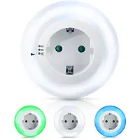 CSL-Computer BRANDSON - LED Nachtlicht Steckdose - Orientierungslicht Nachtlampe - integrierter Helligkeitssensor und Dämmerungssensor - drei Lichtfarben Weiß Grün Blau - auch für Babys und Kinder
