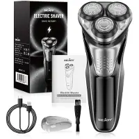 StarTech.com Herren Rasierer - Elektrischer Nass- und Trockenrasierer - 3D Rotationskopf mit Triple-Klinge - Popup-Trimmer - LED Display - USB-C Schnellladung 1 h - Silber