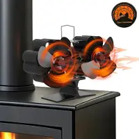 Peviasot Kaminofen Ventilator mit 8 Flügeln Wärmebetriebener Ofenventilator mit Thermometer für Kaminofen Ist Weit Verbreitet in Holzöfen