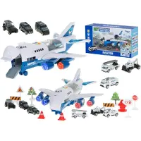 AGA Transporterflugzeug + 6 Polizeiautos seitlich/vorne