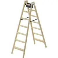 Hailo Stehleiter Master H80, 8768701, beidseitig begehbar, aus Holz, bis 150kg, mit 2 x 7 Stufen