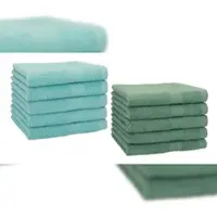 Betz 10 Stück Gästehandtücher PREMIUM 100% Baumwolle Gästetuch Set 30x50 cm ocean und tannengrün