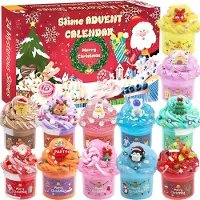 Amazon Adventskalender 2025 für Kinder,24-Tage-Countdown Slime Weihnachtskalender Kinder mit 12Schleimen und 12 Coolen Accessoires Weihnachten Überraschungen