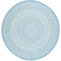 FRAAI In | & Outdoor Teppich Rund | Summer Azteca Hellblau | Ø 120cm | Blau | Rund