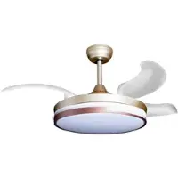 Eclipse Deckenventilator mit Beleuchtung – goldfarbene Basis, modernes Design & LED-Licht, Ventilatorenmodel: Sola