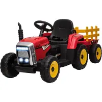 HOMCOM Elektrischer Traktor Kinder Aufsitztraktor mit MP3 Funktion, 3-6KM/H Rot