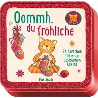 Sonstige Verlage Adventskalender Metalldose Om-Katze, 11,0 x 10,5 cm, 24 illustrierte Kärtchen mit Tipps, Rezepten, Zitaten