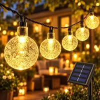 Rosikey 5M Lichterkette Außen Solar Glühbirnen LED Lichterketten, Innen Außen Weihnachten Beleuchtung Outdoor Garten Balkon Party Deko, Warmweiß