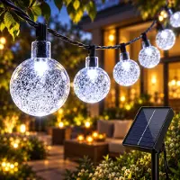 Rosikey 5M Lichterkette Außen Solar Glühbirnen LED Lichterketten, Innen Außen Weihnachten Beleuchtung Outdoor Garten Deko, Weiß
