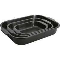 Woll Roast-it Bratreine, Auflaufform, PFAS-frei, schwarz, Verstärkte, zweilagige Antihaft-Versiegelung mit gleichmäßigen Garergebnissen, Set: 1x 23 x 18 cm, 1x 30 x 24 cm, 1x 38 x 30 cm