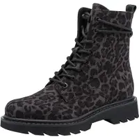 Tamaris Schnürstiefelette , Damen, Gr. 36, grau (grau leo), Leder, Textil, unifarben mit Farbeinsatz, Schuhe Schnürstiefelette, Blockabsatz, Schnürboots mit zusätzlichem Innenreißverschluss, Topseller
