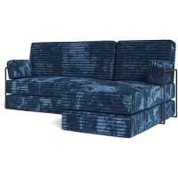 Masseno Ecksofa NOTIA mit Metallgestell, Modulares Schlafsofa aus Schaumstoff, Klappbares Bodensofa, Schlaffunktion - Blau, TILIA 77
