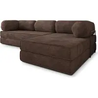 Masseno Ecksofa ETERA mit Metallgestell, Modulares Schlafsofa aus Schaumstoff, Klappbares Bodensofa, Schlaffunktion - Braun, POSO 06