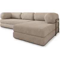 Masseno Ecksofa KELI mit Metallgestell, Modulares Schlafsofa aus Schaumstoff, Klappbares Bodensofa, Schlaffunktion - Beige, QUELLE 05