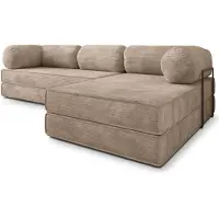 Masseno Ecksofa ETERA mit Metallgestell, Modulares Schlafsofa aus Schaumstoff, Klappbares Bodensofa, Schlaffunktion - Beige, POSO 02