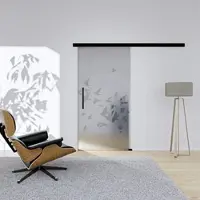 Hansaglas Glasschiebetür Wild 1 1025 x 2050 mm DIN Rechts Komplettset Schwarz Griffstange