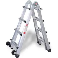 Euroline Premium 31621 Vario-Klappleiter mit Rollen 4x5 Sprossen