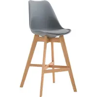 DELUKE Barhocker DUMIR - Kunststoff Grau 48x56x112 cm | Barstuhl Mit Lehne Tresenhocker Tresenstuhl Kneipenhocker Kneipenstuhl
