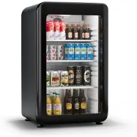 Klarstein Audrey Evo Getränkekühlschrank | Retro-Design | Glastür | 95 L | EEK C Schwarz