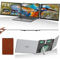 Blackview DCM8 Pro 15,6" FHD, Dual-Screen Tragbarer Monitor mit echtem 1-Kabel-Setup (USB-C), 4,5mm, 1kg, Augenschutz, für Laptop/Phone/Switch/PS5