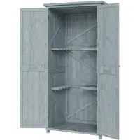 Outsunny Gartenschrank Holz Geräteschuppen mit Doppeltür, Magnetverschluss