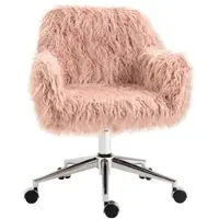 MODFU Bürostuhl Kunstpelz Pink höhenverstellbar mit Metallfuß