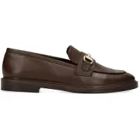 Manfield Dunkelbraune Leder-Loafer mit goldfarbenem Detail | Größe 38