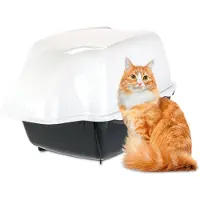Ferplast Katzentoilette mit Deckel, für Outdoor, Katzenklo gloße Katzen, mit zwe