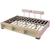 MODFU Kinderbett Polsterbett 140x200 mit LED-Seitenregal,Jugendbett mit offener Stauraum,Bettrahmen mit flexiblen Kopfstützen,ohne Matratze,Rosa