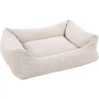 Flamingo Rechteckiges Velutto-Körbchen Beige – 100 x 80 cm, ideal für mittelgroße Hunde w