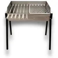 Grillpeter Mangal Bulat 70 Schaschlikgrilll 3mm Edelstahl Grillgitter 6 Spieße