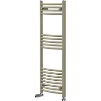 LuxeBath Handtuchheizkörper 500x1200 mm Badheizkörper mit Thermostatventil, Handtuchtrockner Sahara gebogen mit Seitenanschluss, Handtuchhalter, Beige