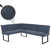 Mendler Eckbank MCW-O81, Esszimmerbank Bank, (310g/m²) Chenille Stoff/Textil Metall 159x210cm blau