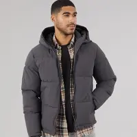 Jack & Jones Herren Oberfläche Kapuzen Steppmantel Asphalt