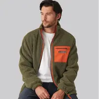 Lagooners Herren - Rafferty Borg Jacke mit Reißverschluss - Khaki/Orange