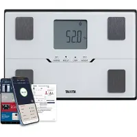 Tanita BC-401 Smarte Körperanalysewaage, Körperfett, Muskelmasse, Viszeralfett, Körperwasser, BMI & Metabolisches Alter, Bluetooth, Familienwaage