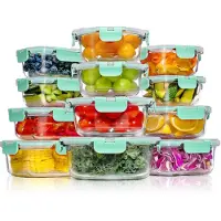 YASHE Glasbehälter mit Deckel, 12 Teile Stapelbar & Luftdicht Meal Prep Boxen Gl