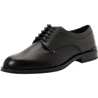 Tommy Hilfiger Herren Derby Schuhe Corporate aus Leder, Schwarz (Black), 42