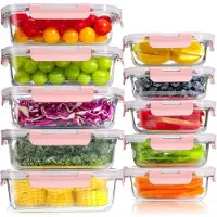 YASHE Glasbehälter mit Deckel, 10 Teile Stapelbar & Luftdicht Meal Prep Boxen Gl