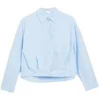 s.Oliver Langarmbluse , Damen, Gr. 38, blau (blau haze), Blusen Langarmbluse, Kurz gechnitten / Raffung am Saum / Baumwolle