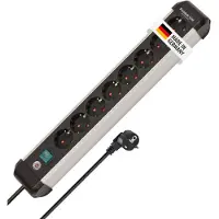 Brennenstuhl 1391030800, 3 m, Drinnen, Abgewinkelt, IP20, Schwarz, Silber, 8 AC-Ausgänge