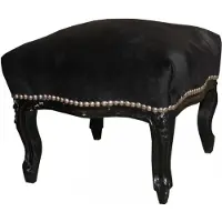 Casa Padrino Barock Fußhocker Medium Schwarz / Schwarz - Antik Stil Möbel - Hocker