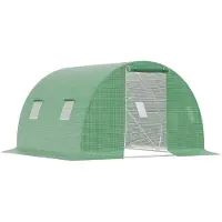 Outsunny Foliengewächshaus begehbares Polytunnel 3 x 3 m Gewächshaus mit Fenster