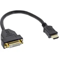 InLine HDMI-DVI Adapterkabel, HDMI Stecker auf DVI Buchse, 0,2m, 0,2 m, HDMI Typ A (Standard), DVI-D, Stecker, Buchse, Gold