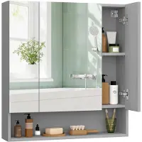 Vasagle Badezimmerschrank mit 3 Türen, Spiegelschrank, 16,5 x 70 x 75 cm
