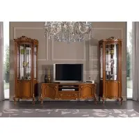 Casa Padrino Luxus Barock Wohnzimmer Set Braun / Gold - 1 Barock TV Schrank & 2 Barock Vitrinen - Barock Wohnzimmer & Hotel Möbel - Luxus Qualität - Italy