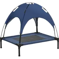 PawHut Erhöhtes Hundebett mit Baldachin, Haustierbett, Hundeliege Outdoor mit Da